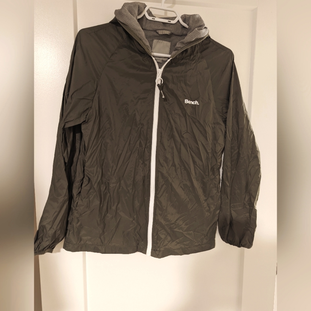 Olive green bench bomber